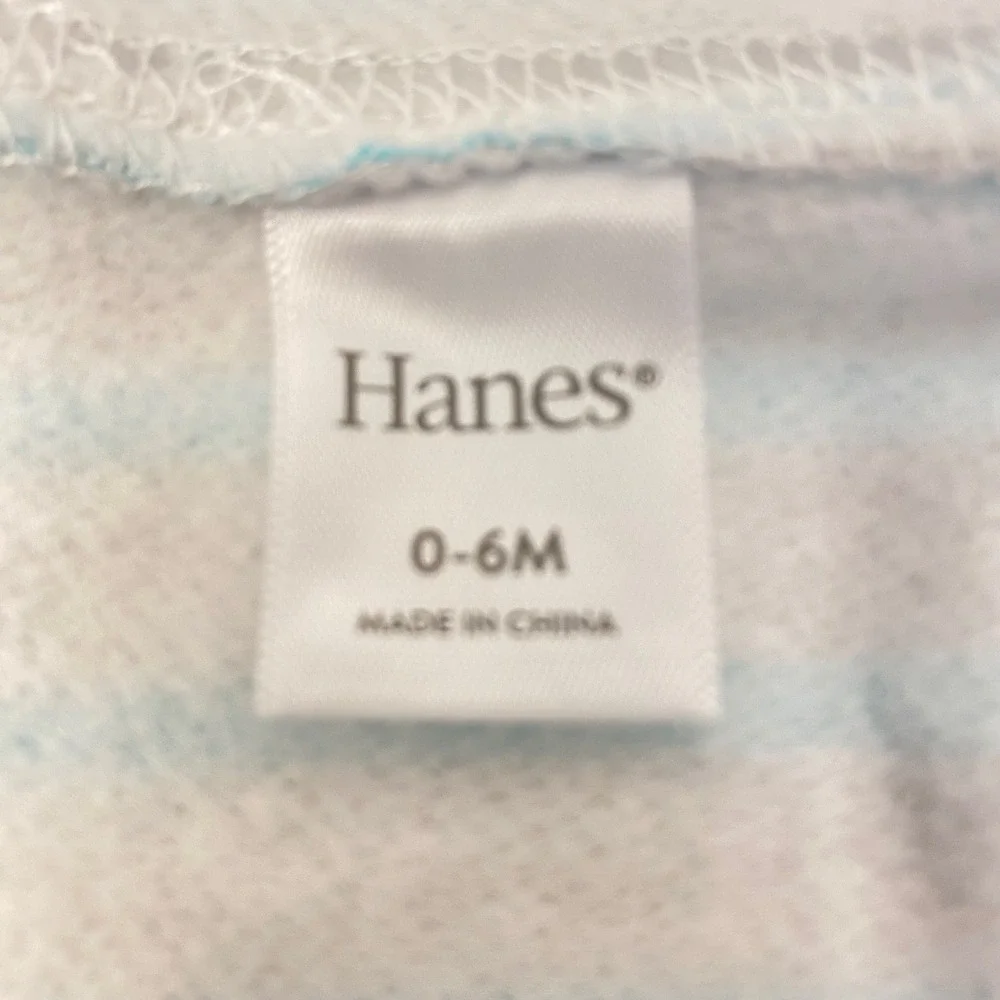 Hanes Hoodie and Pants 2pc‎ Set Baby 0-6M Blue Grey Striped  Fleece Zip Up